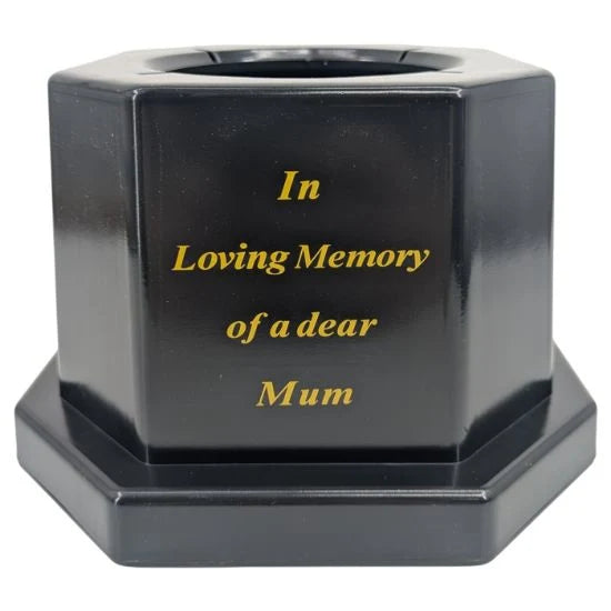 18.5cm Grave Vase/Pot Black In Loving Memory Mum ** No Inner Pot Included **
