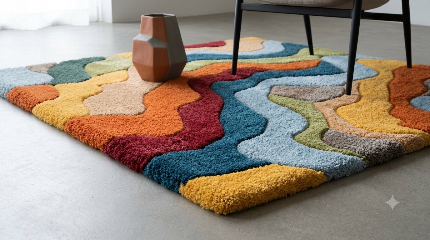 Modern Machine Tufted Wool Carpet Designer Non-Slip Eco-Friendly Soft & Durable Rug for Home Decor