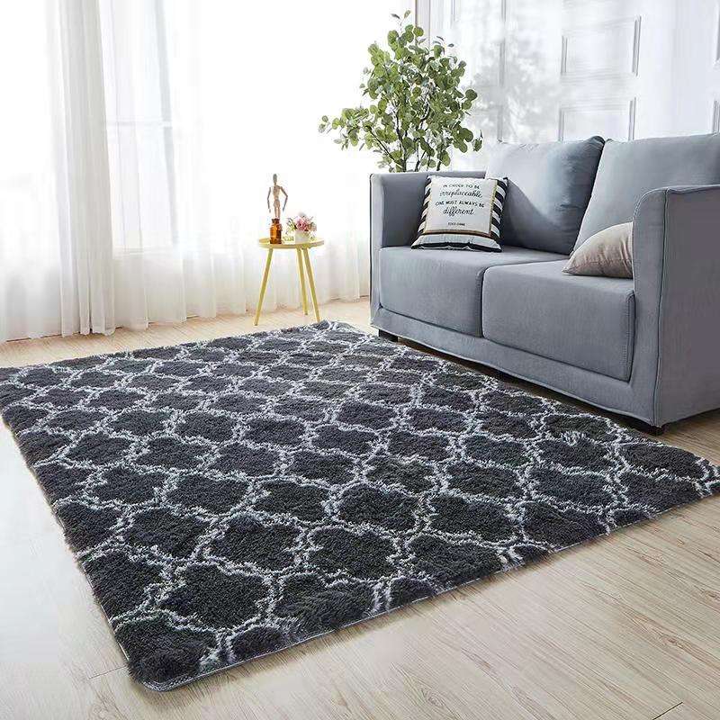 Grid Ultra Soft Large Plush Shaggy Faux Fur Carpet Rugs Non-Skid Bedroom Living Room Rug for Kids Playroom Home Decor