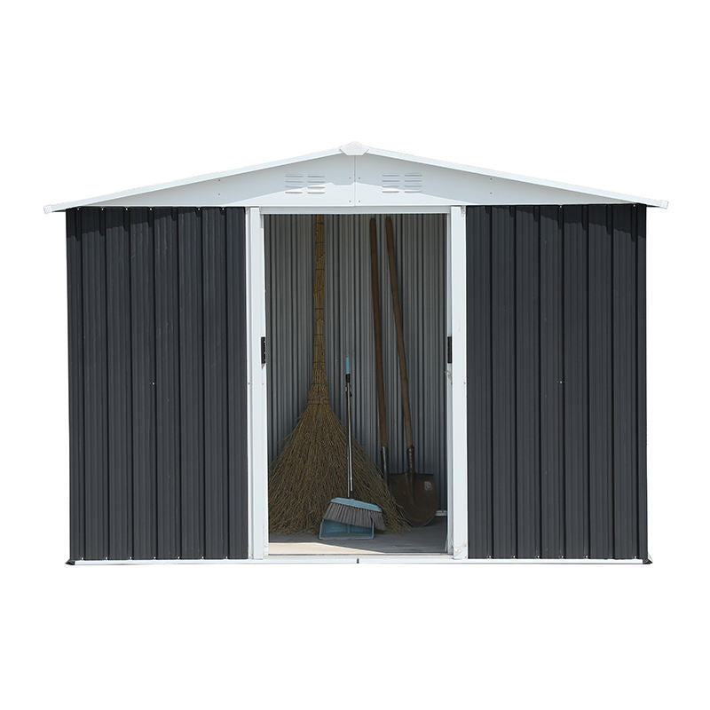 Outdoor Durable Metal Storage Shed with Hinge Doors Waterproof & Easily Assembled for Backyard Tool Storage