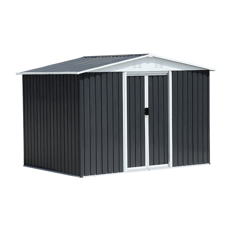 Outdoor Durable Metal Storage Shed with Hinge Doors Waterproof & Easily Assembled for Backyard Tool Storage
